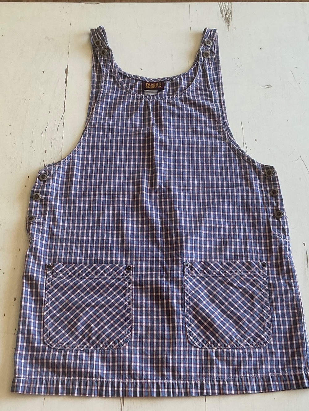 Vintage 1990s Faded Glory Gingham Jumper A Line Mini Dress Size Large